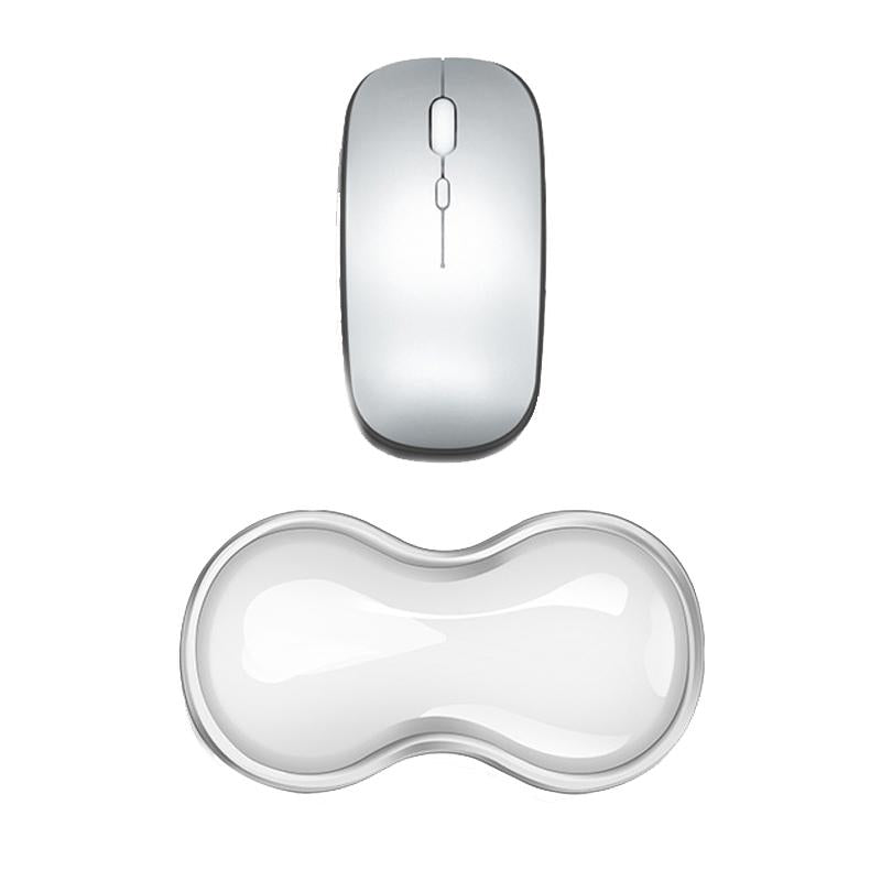 Large Green Silicone Keyboard Wrist Rest & Mouse Pad - Large Transparent Gray