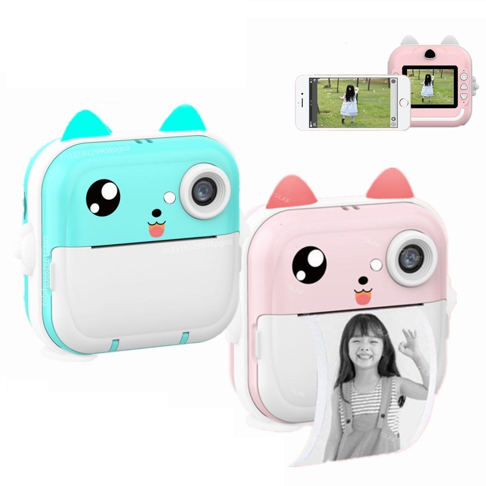 Instant Camera with Thermal Printer and Hd Video - Blue 16g - 32G Pink
