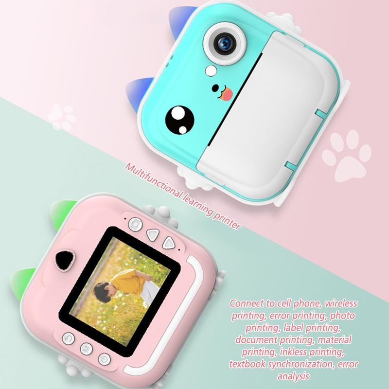 Instant Camera with Thermal Printer and Hd Video - Blue 16g - 32G Pink