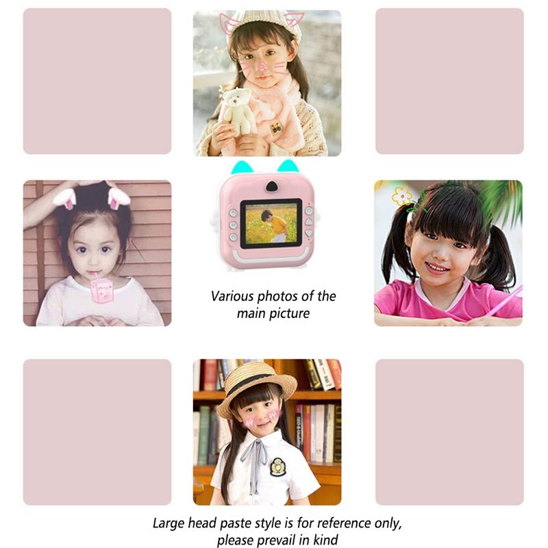 Instant Camera with Thermal Printer and Hd Video - Blue 16g - 32G Pink