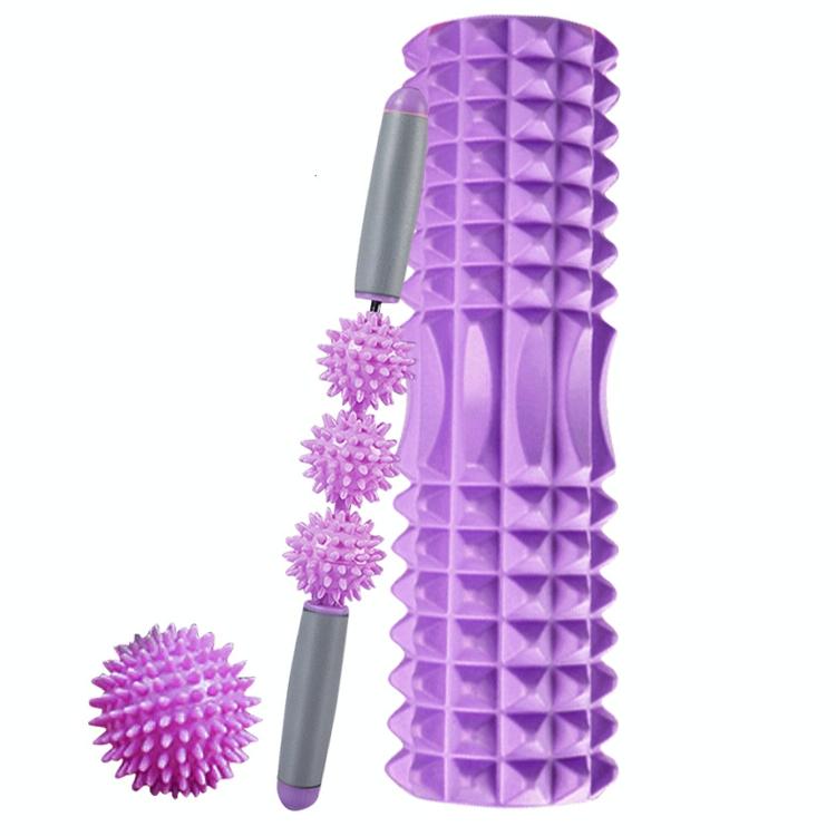 3-In-1 Eva Foam Roller Set For Muscle Relaxation 45Cm Length Purple