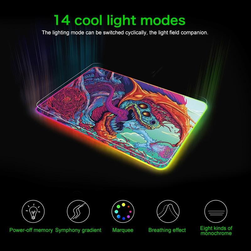 90 X 30Cm Illuminated Mouse Pad With Computer Monster Design