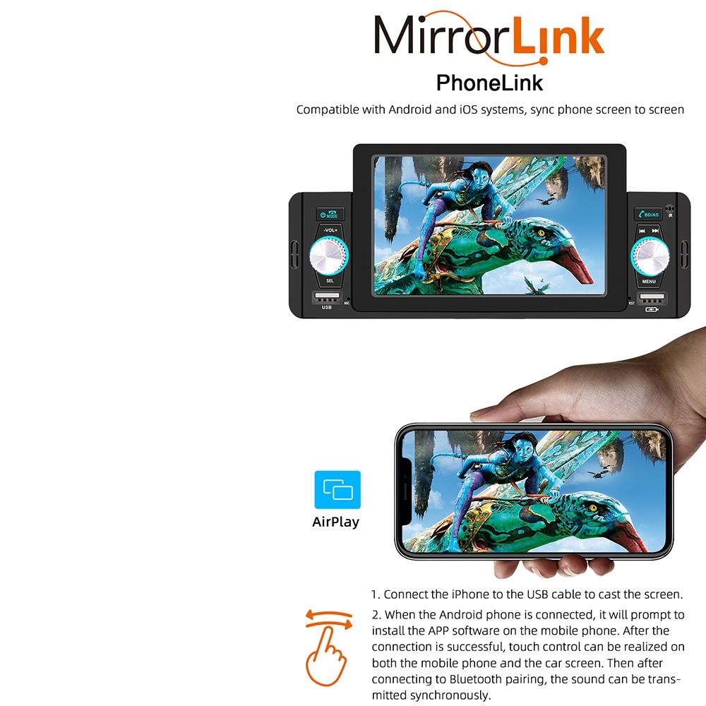 5 Inch Car Bluetooth Mp5 Inch Player - Phone Mirror Link Steering Wheel Control