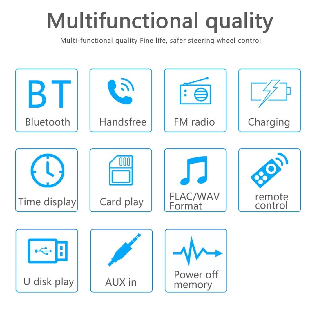 12V Car Radio Receiver Mp3 Player - Bluetooth Fm Usb Sd Card - Hands-Free Calling