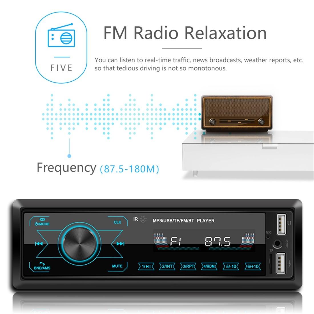 12V Car Radio Receiver Mp3 Player - Bluetooth Fm Usb Sd Card - Hands-Free Calling