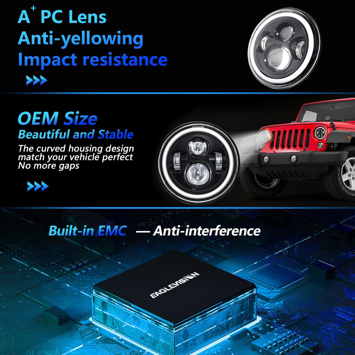 7 Inch Car Colorful Round Angel Eye Headlight