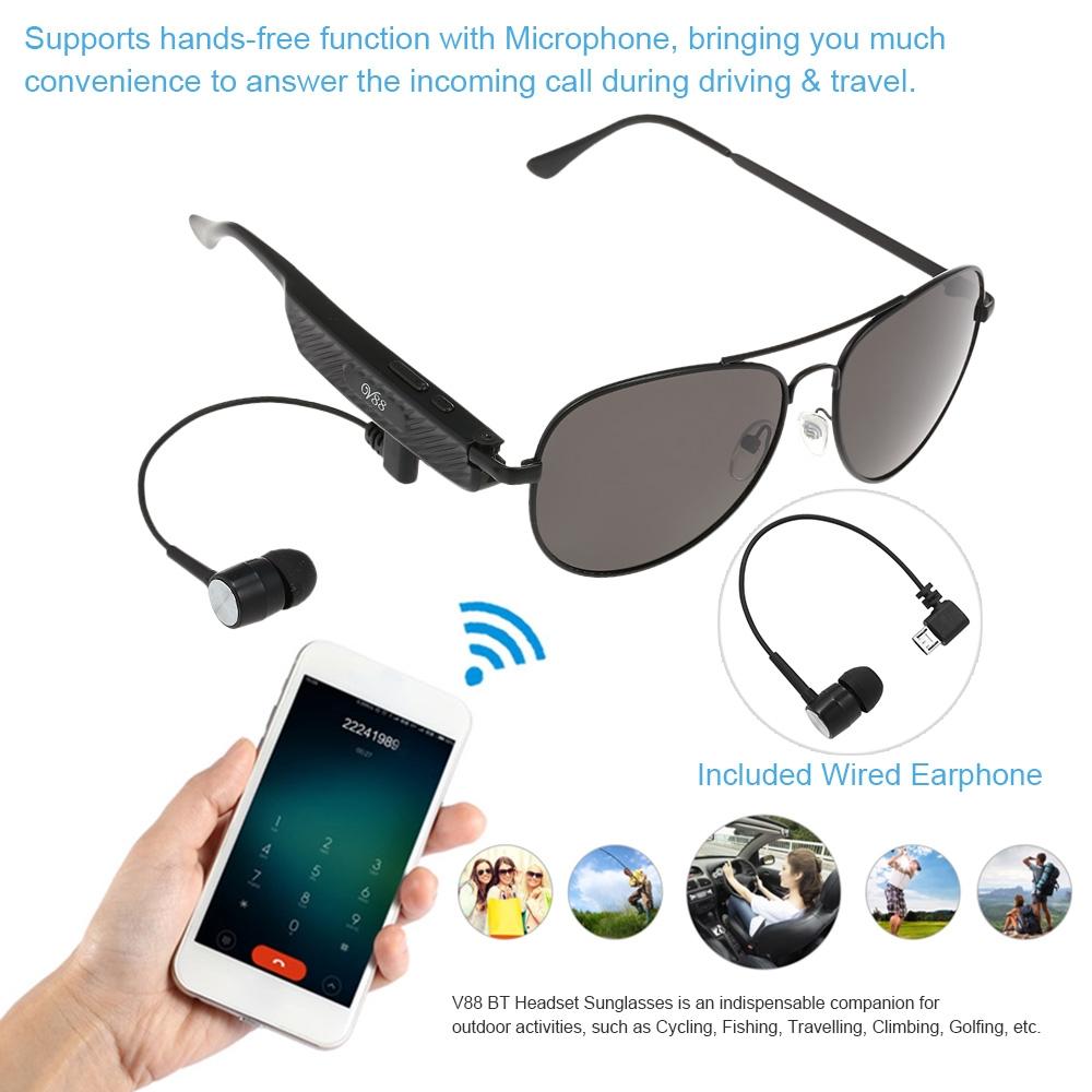 Wireless Bluetooth Sunglasses with Music Earphones and Mic