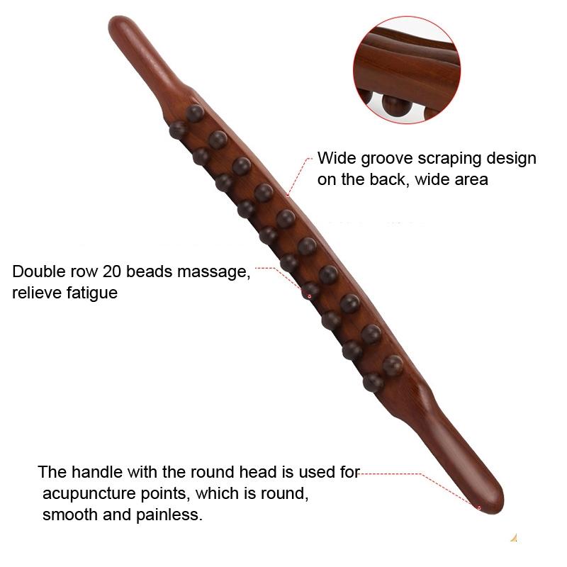 20-Bead Carbonized Massage Stick For Meridian Dredging