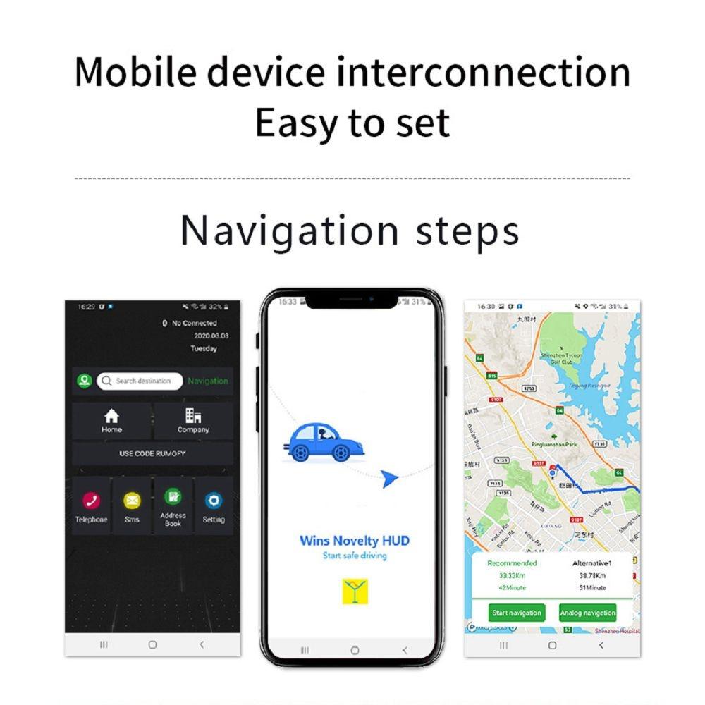 Car Head Up Display Hud Overspeed Temp Voltage Engine Failure Fatigue Reminder Navigation