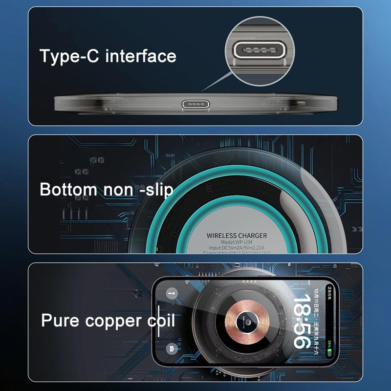 15W Desktop Wireless Charger Sleek Design