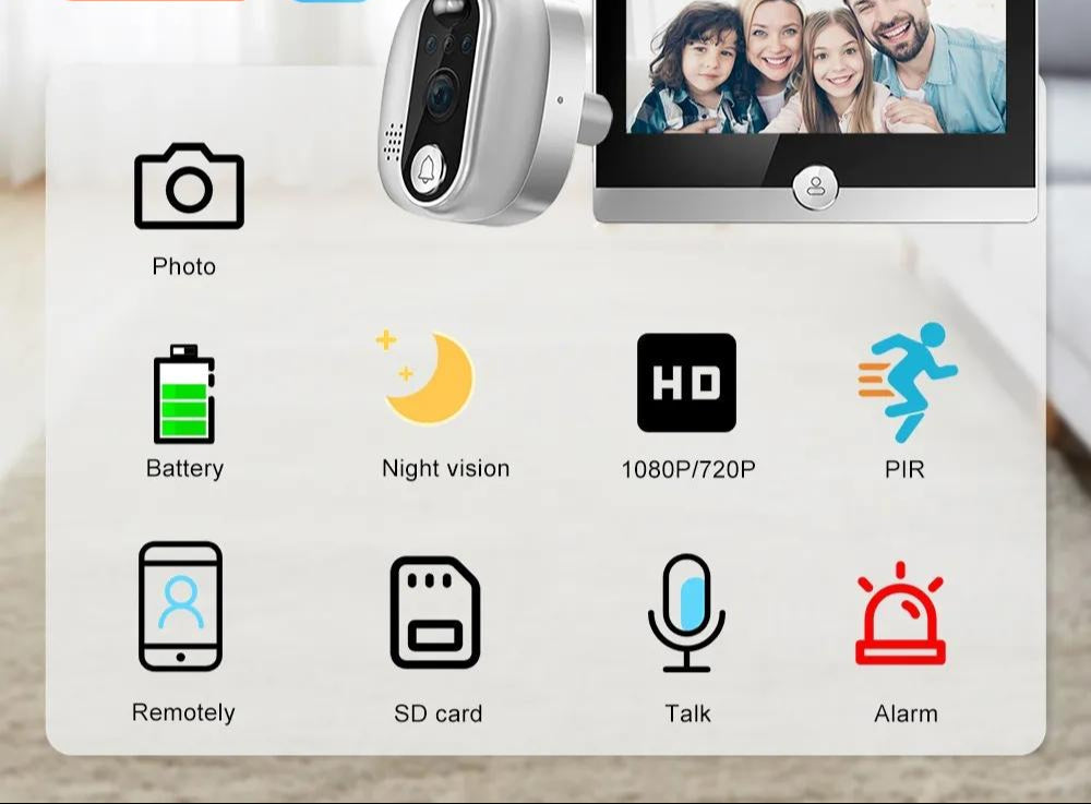 1080P Wifi Smart Doorbell With Motion Detection - 4.3 Inch Visual Display