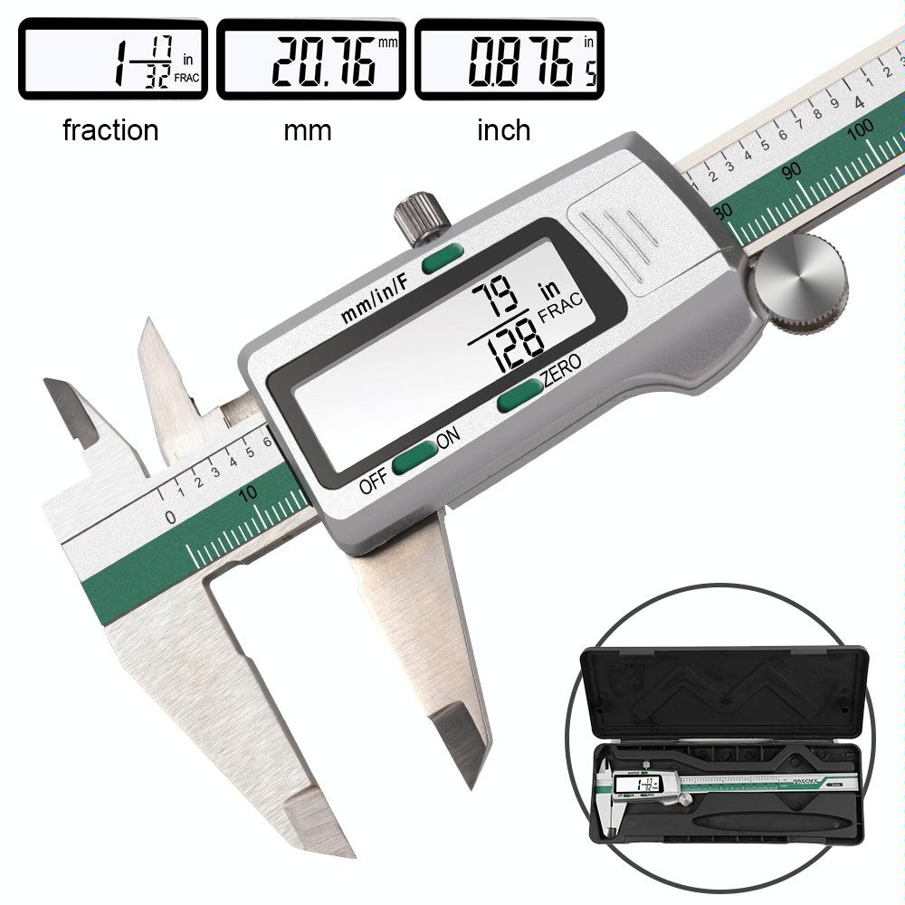 Digital Display Vernier Caliper - 0-150mm Stainless Steel - Green