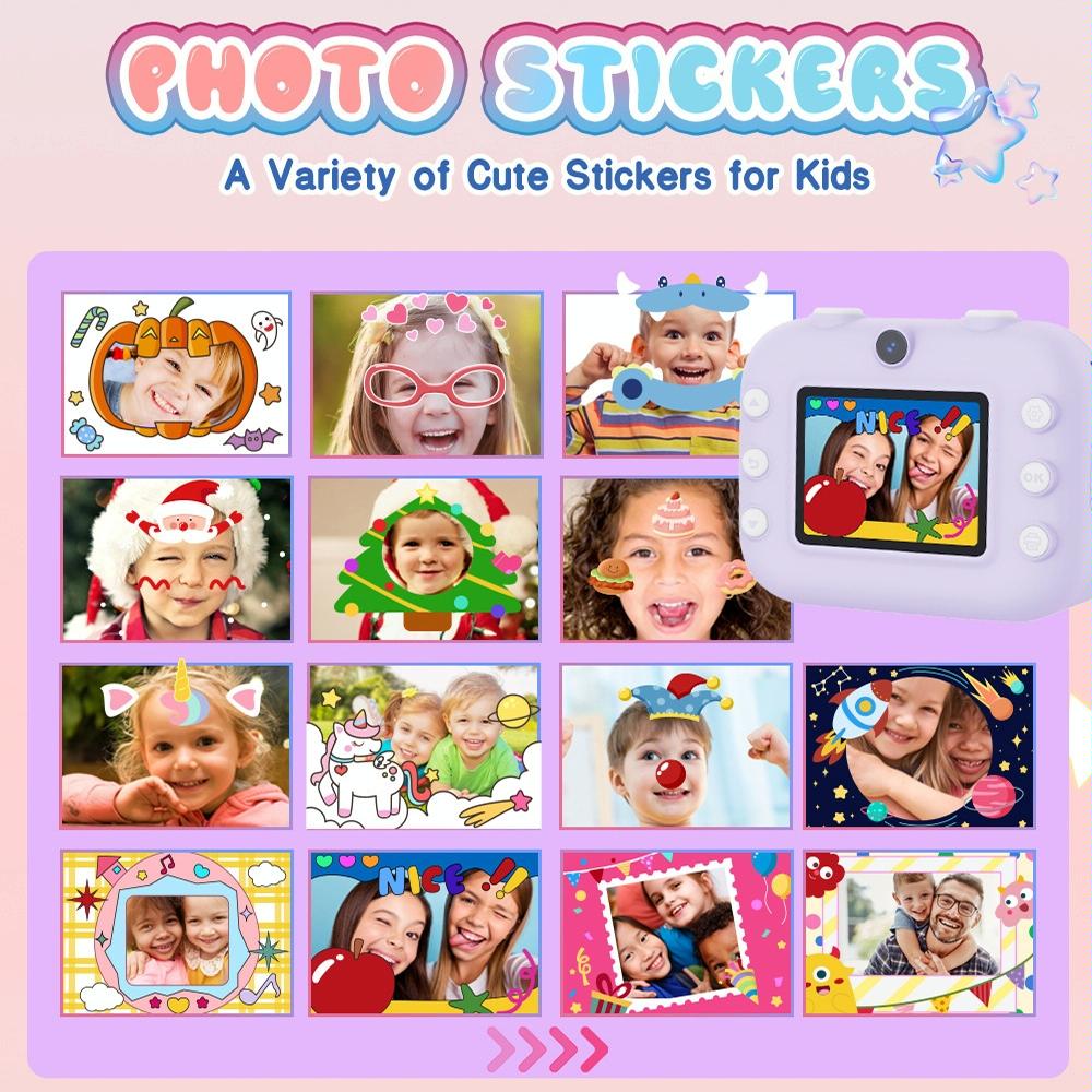 Blue Children'S Thermal Camera With Dual-Camera 1080P Hd 2400W Pixel 2.4-Inch Display - Purple+32Gb