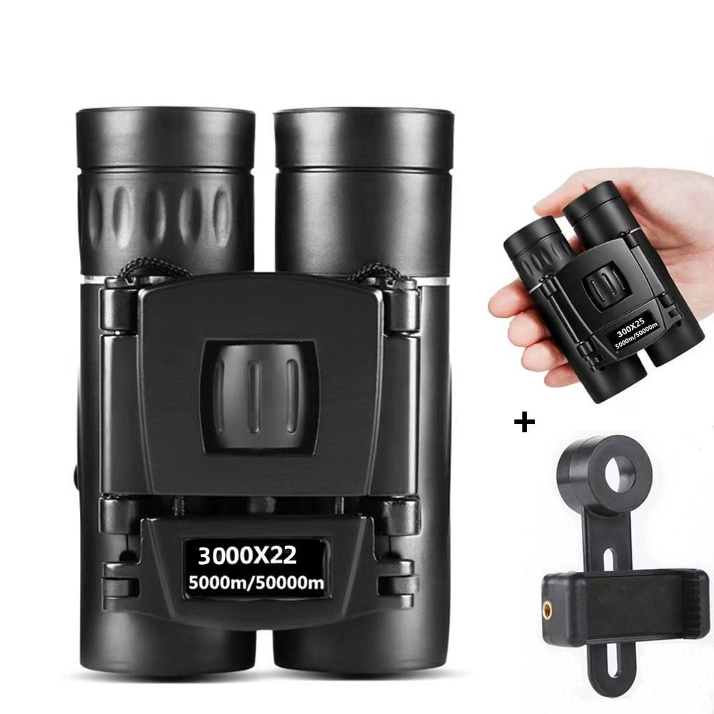 Foldable Hunting Binoculars for Outdoor Adventures - 3000 X 22 With Phone Clip