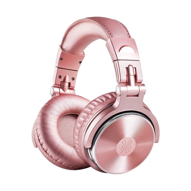 Rose Gold Head-Mounted Wired Headphone With Noise Reduction & Microphone