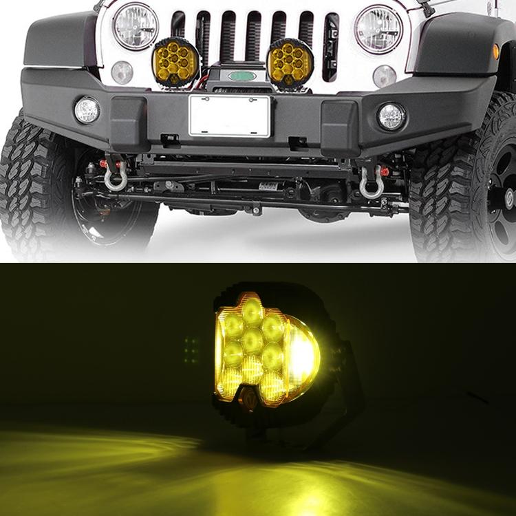 7 Inch Dc12V - 30V 8000Lm 6500K 90W Car Led Light On Three Sides Headlight For Jeep Wrangler Gold Light