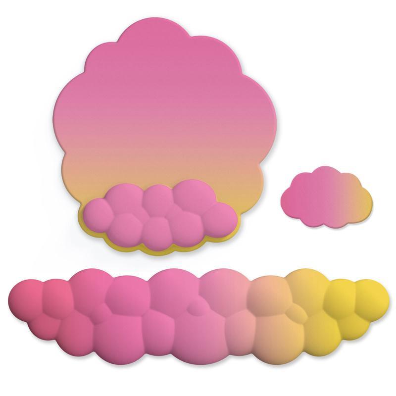 3 Piece Cloudy Gradient Memory Foam Wrist & Mouse Pad Set Blue+Gray - Model 11