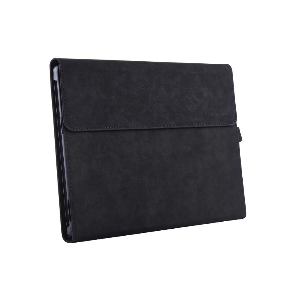 Black Leather Tablet Case For Microsoft Surface Pro X With Power Bag - 13 Inch