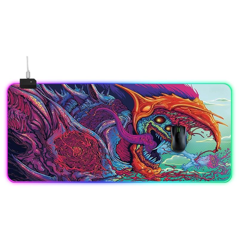90 X 40Cm Illuminated Mouse Pad With Computer Monster Design