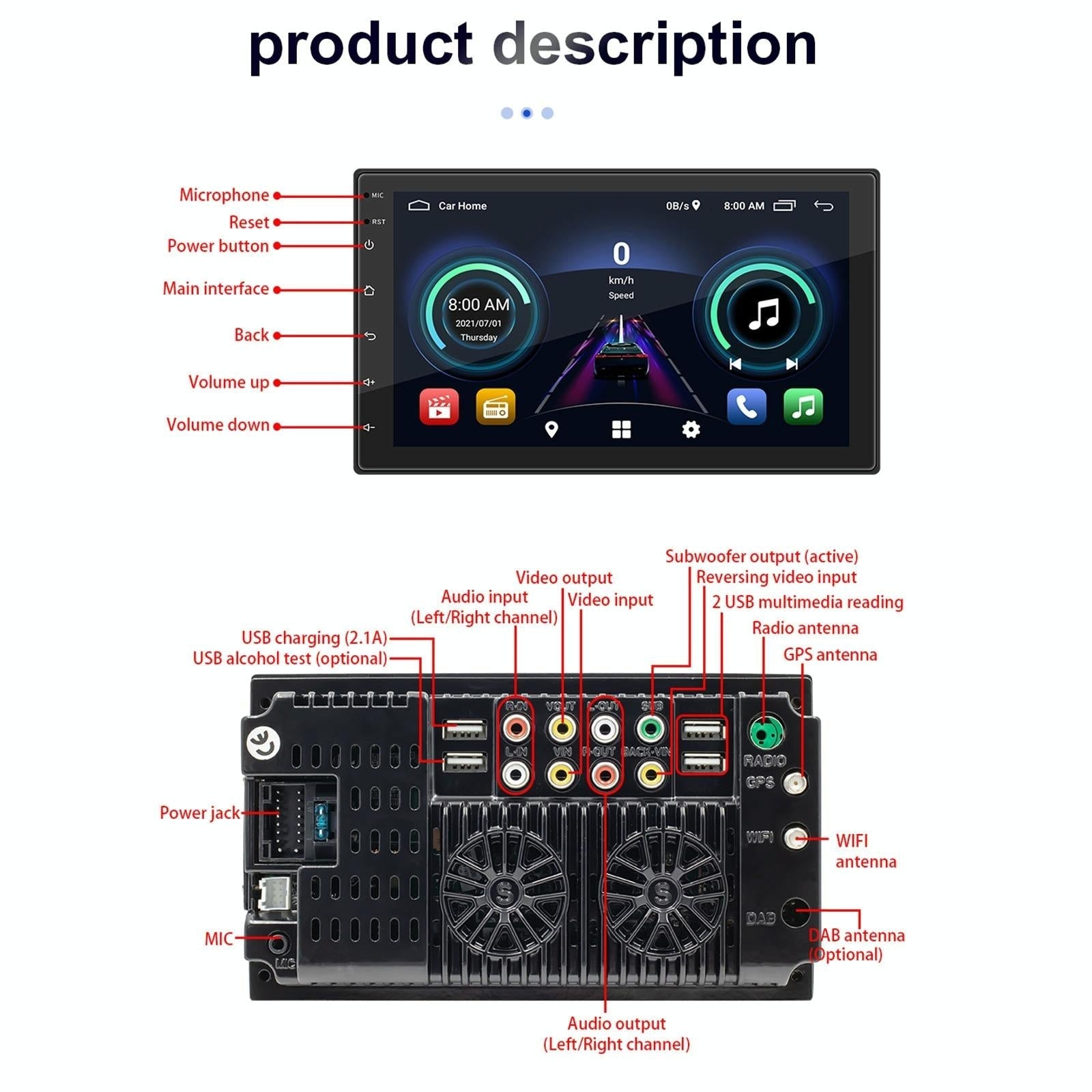 7 Inch Ips Car Android Player Gps Navigation Bluetooth Fm Wifi Steering Wheel Control