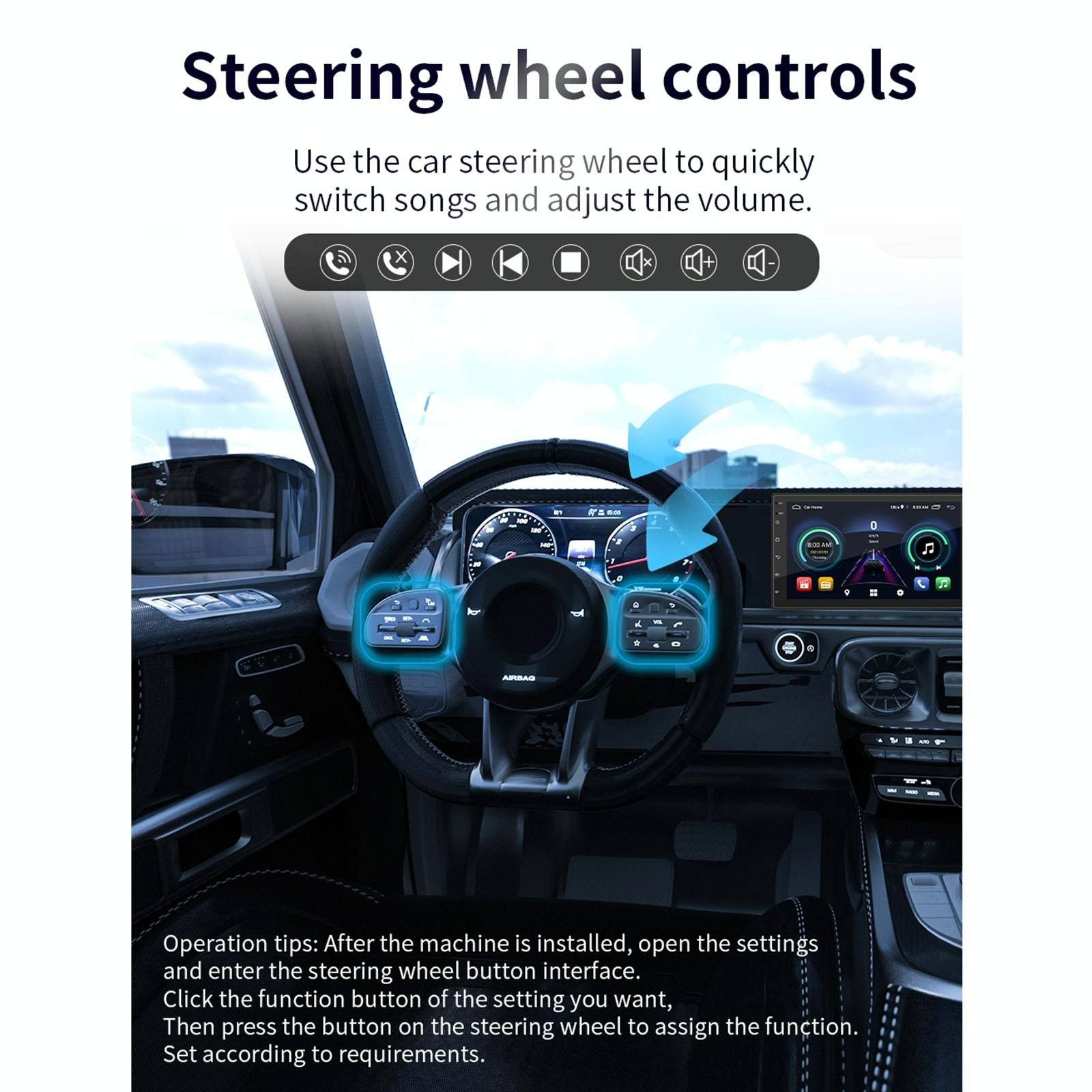 7 Inch Ips Car Android Player Gps Navigation Bluetooth Fm Wifi Steering Wheel Control