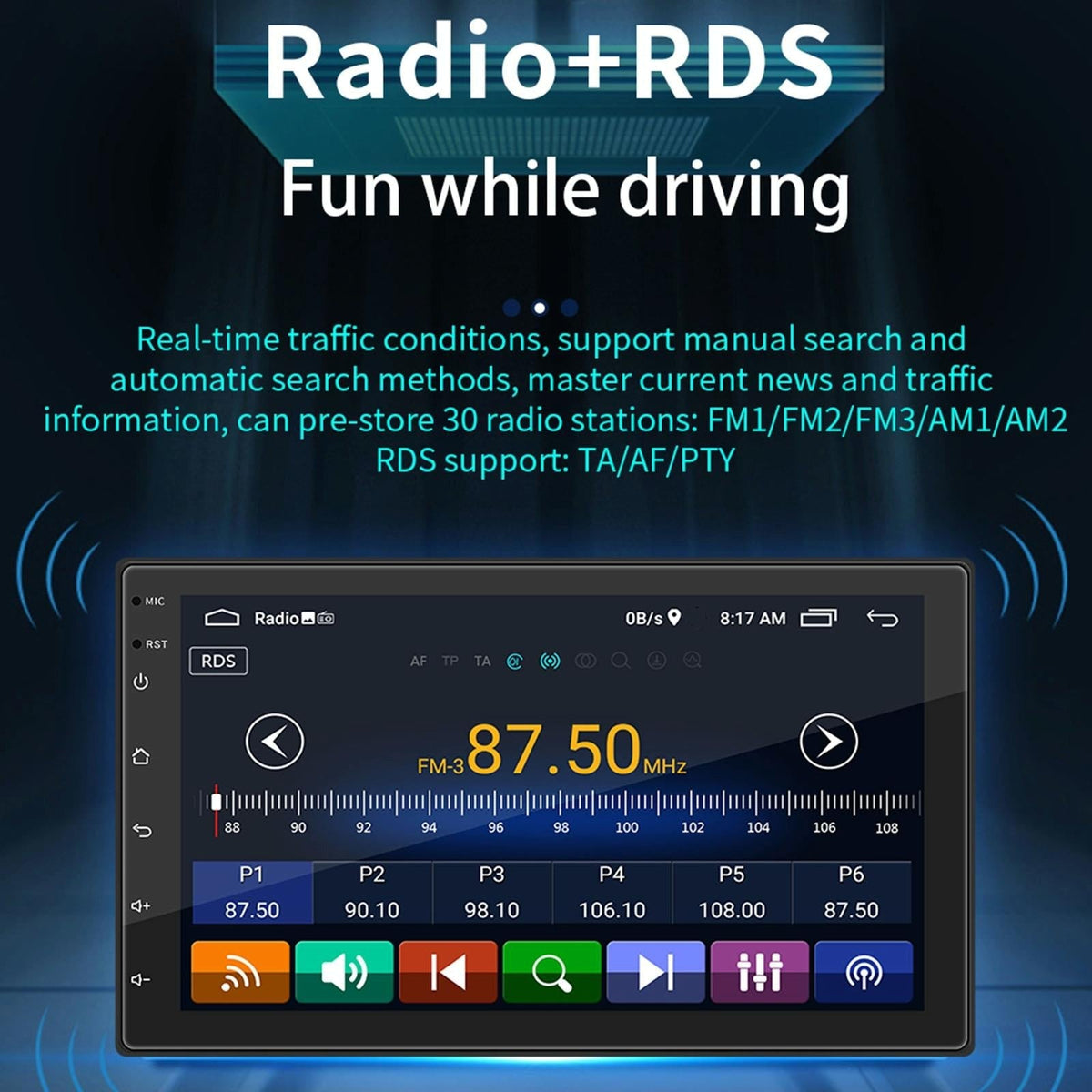 7 Inch Ips Car Android Player Gps Navigation Bluetooth Fm Wifi Steering Wheel Control