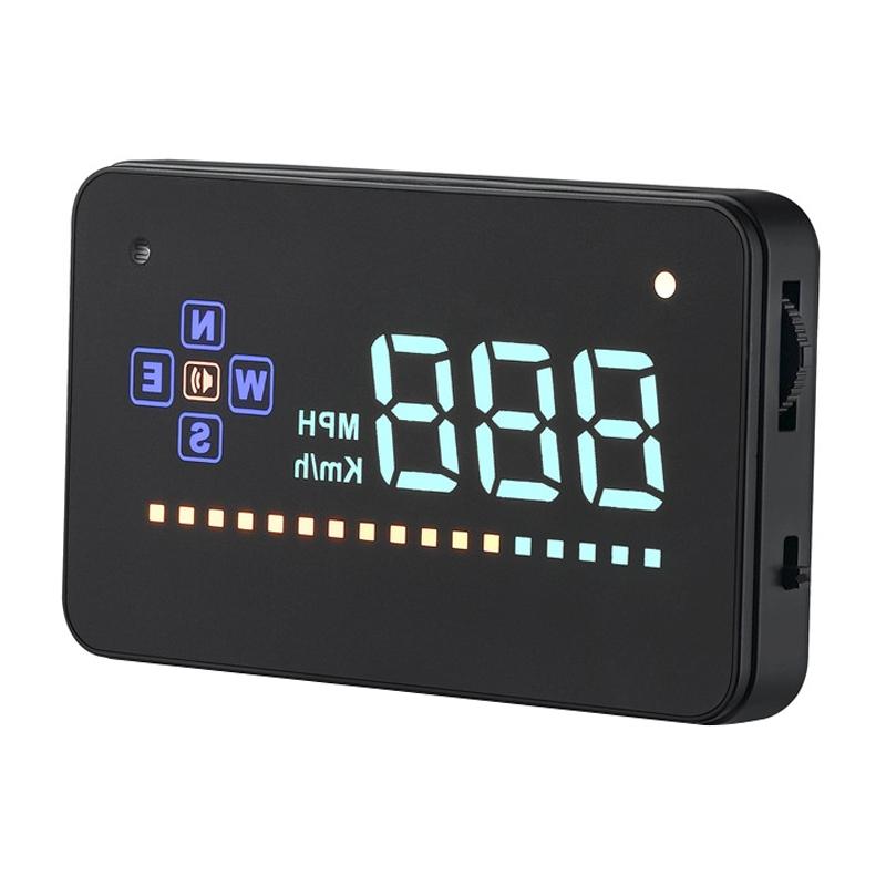 3.5 Inch Gps Car Hud Speed Alarm Compass Km / Miles Black