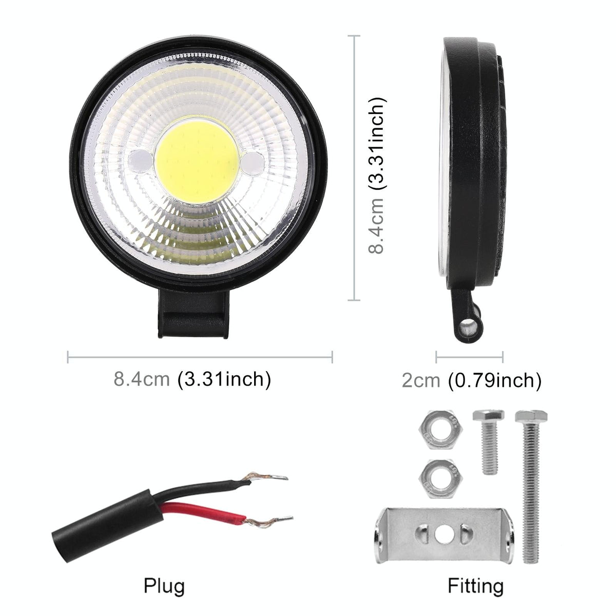 Car Round Work Light With Cob Lamp Beads