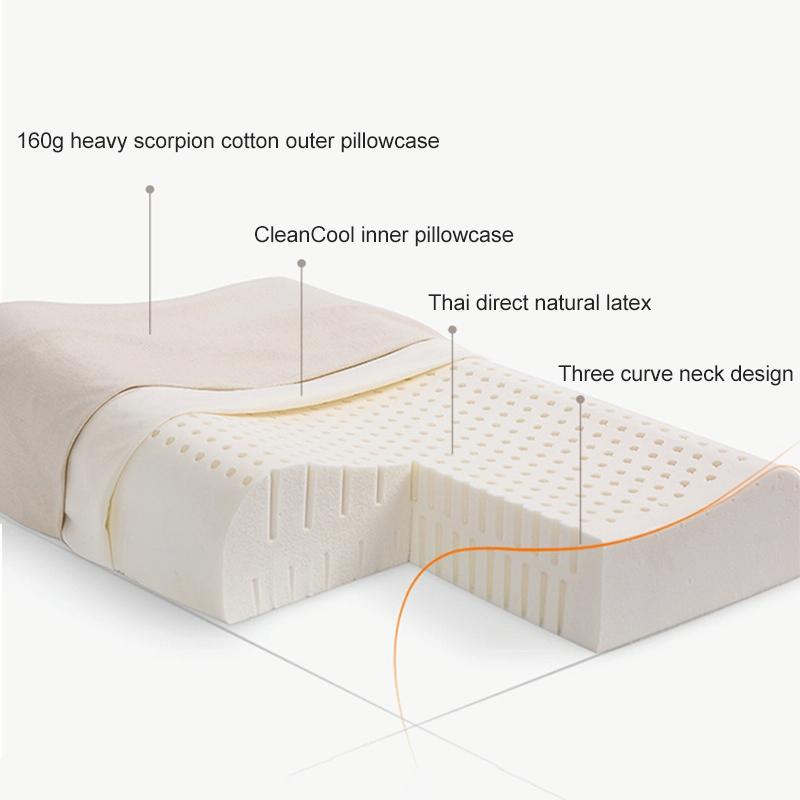 8H Z2 Natural Latex Pillow Soft & Breathable With Cotton Pillowcase