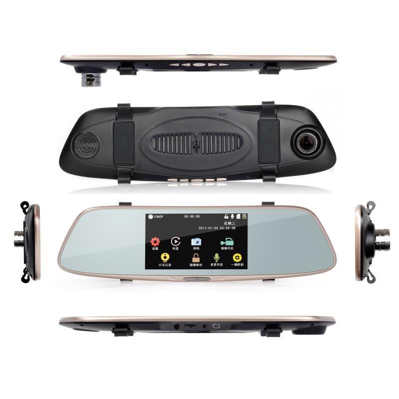 720p Dual Channel Car Black Box with 5 Ips Touch Screen Rear View Mirror