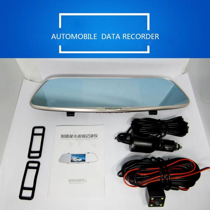 720p Dual Channel Car Black Box with 5 Ips Touch Screen Rear View Mirror