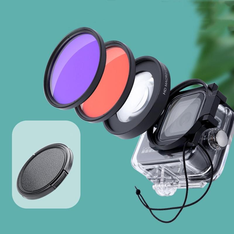 Hero8 Diving Lens Filter Kit with Macro Lens and Waterproof Housing