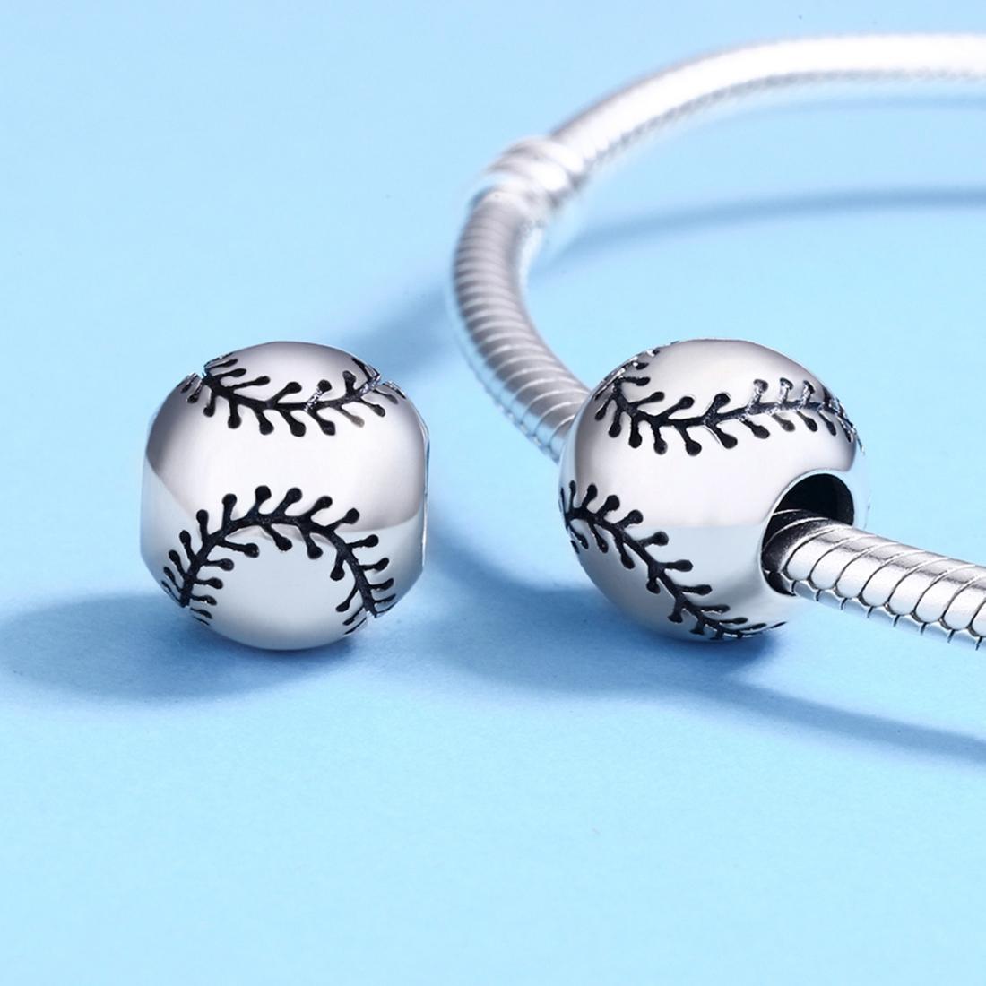 925 Sterling Silver Baseball Passion Beads For Diy Bracelets & Necklaces