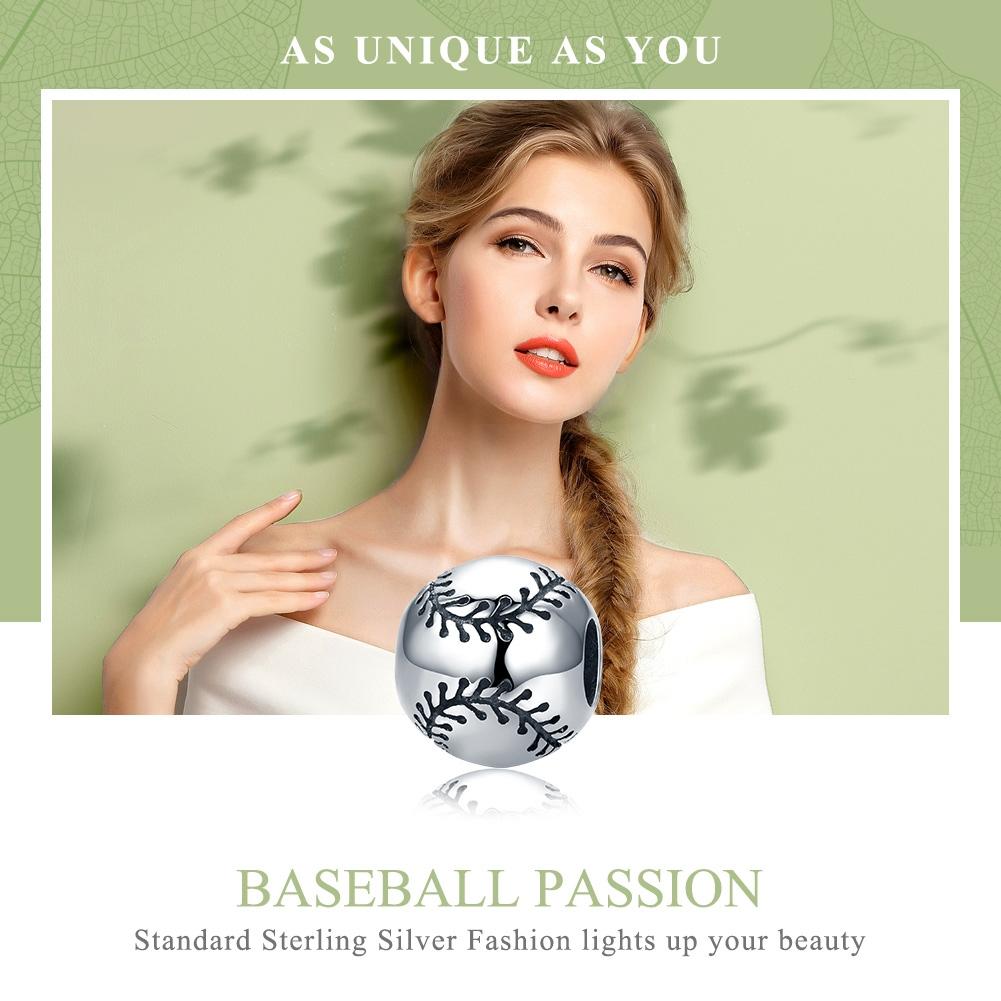 925 Sterling Silver Baseball Passion Beads For Diy Bracelets & Necklaces