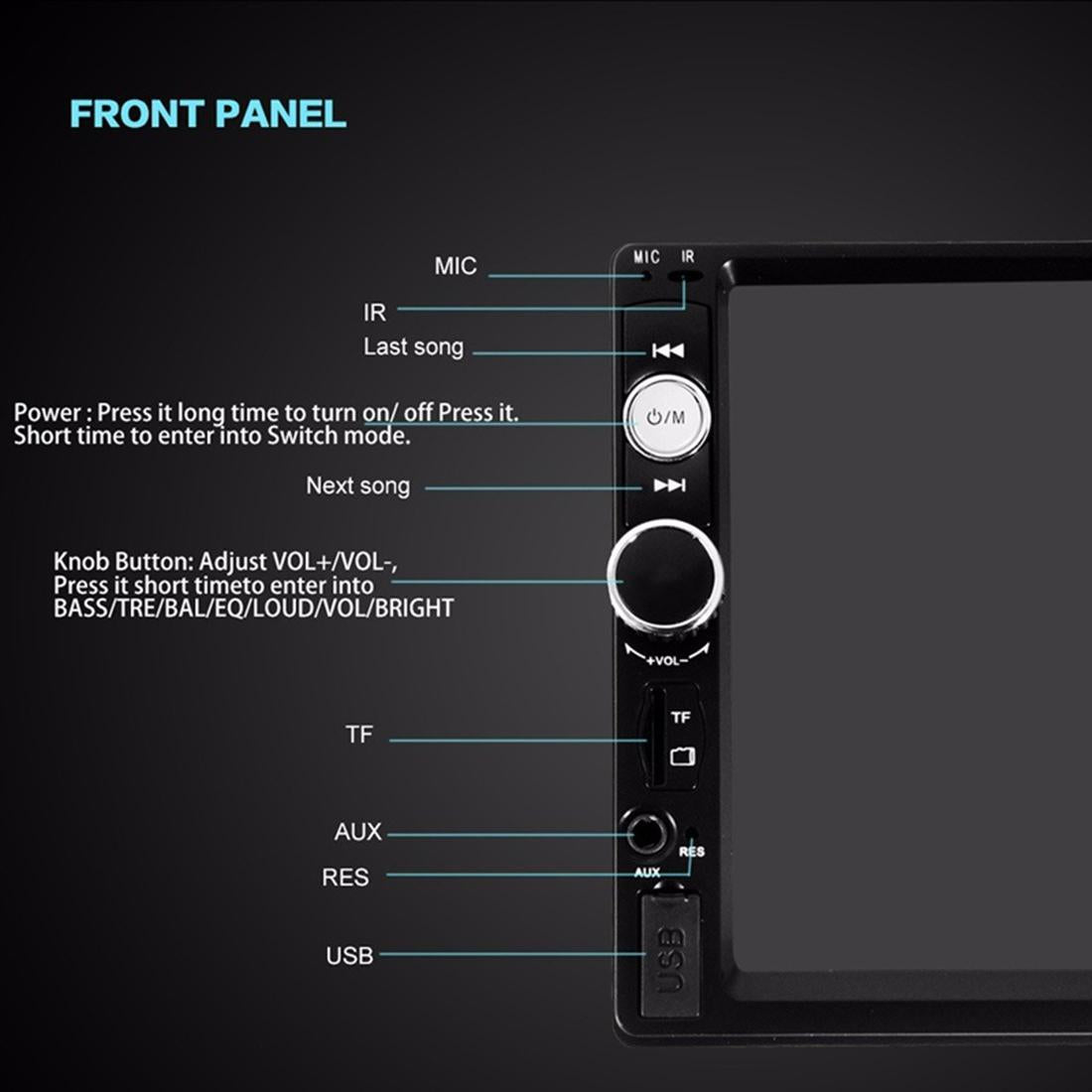 7 Inch Car Bluetooth Radio Receiver Mp5 Player Fm / Usb / Tf 7010B