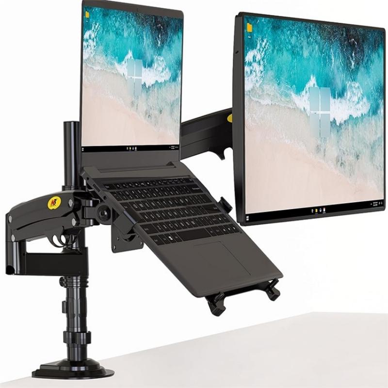 Full Motion Dual Arm Clamp for 22-32 Inch Lcd Tv Monitor Desk Holder with Gas Spring