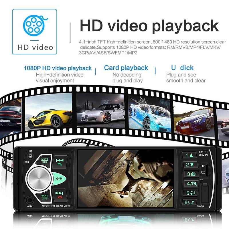 Universal Car Radio Receiver Mp5 Player 4.1 Hd Screen Fm & Bluetooth Remote Control