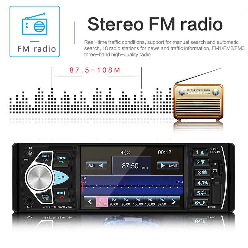 Universal Car Radio Receiver Mp5 Player 4.1 Hd Screen Fm & Bluetooth Remote Control
