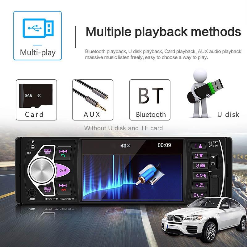 Universal Car Radio Receiver Mp5 Player 4.1 Hd Screen Fm & Bluetooth Remote Control