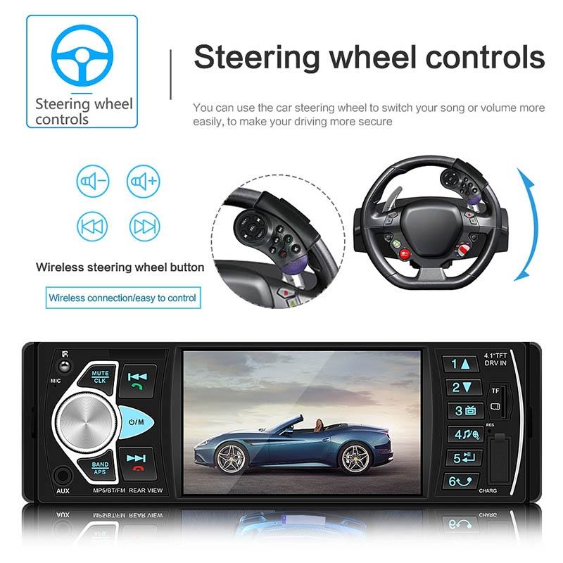 Universal Car Radio Receiver Mp5 Player 4.1 Hd Screen Fm & Bluetooth Remote Control
