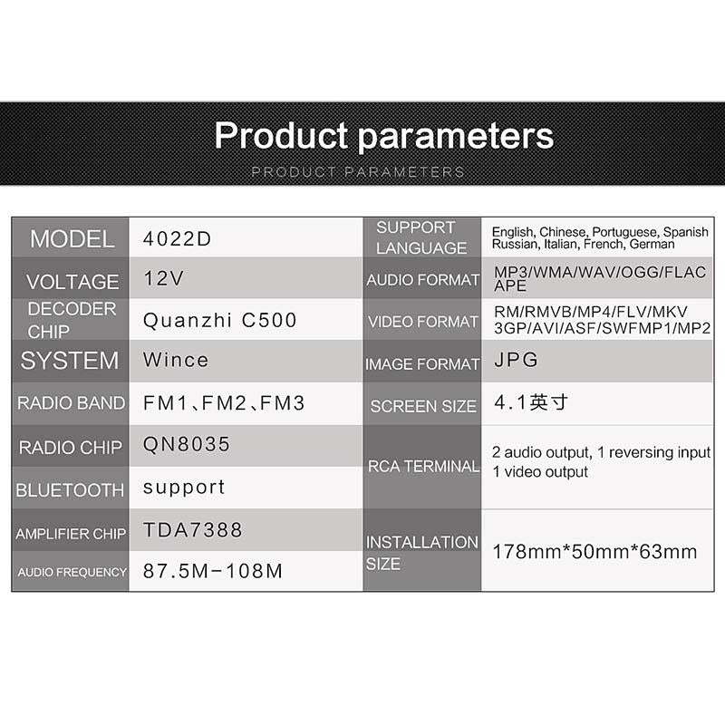Universal Car Radio Receiver Mp5 Player 4.1 Hd Screen Fm & Bluetooth Remote Control
