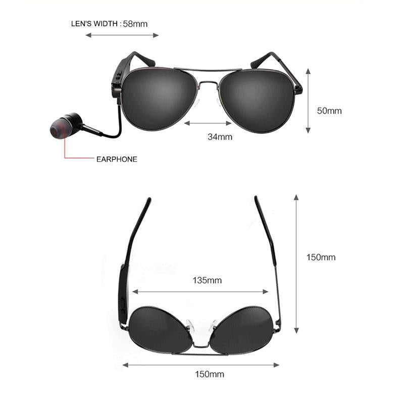 Wireless Bluetooth Sunglasses with Music Earphones and Mic