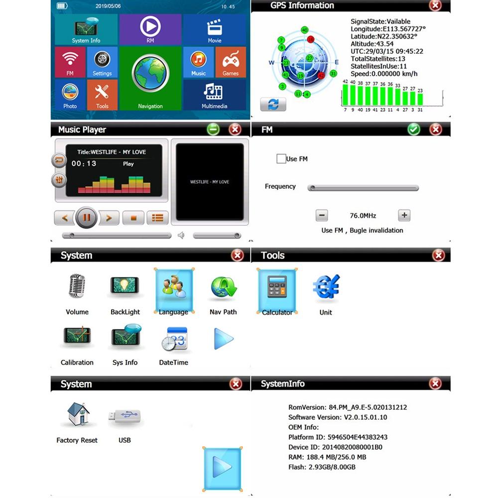 8 Inch Car Gps Navigator - 9 Screen Bluetooth Africa Map - South America Map