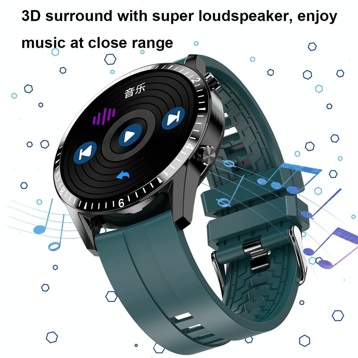 1.3 Inch Heart Rate / Blood Pressure / Blood Oxygen Monitoring Watch - Black Steel