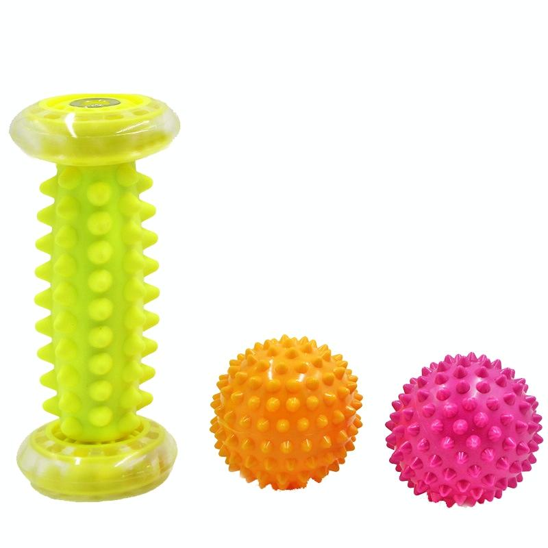 Plantar Fascia Massage Ball Handheld Fitness Ball For Muscle Relaxation 7Cm Yellow Foot Bottom With Tattoo Design