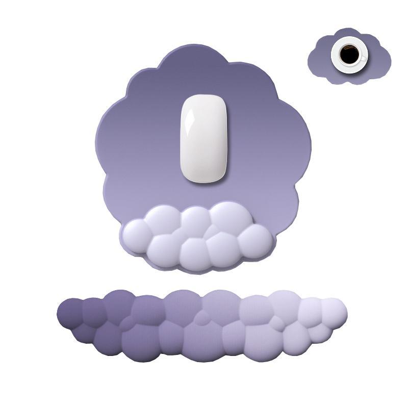 3 Piece Cloudy Gradient Memory Foam Wrist & Mouse Pad Set Blue+Gray - Model 12