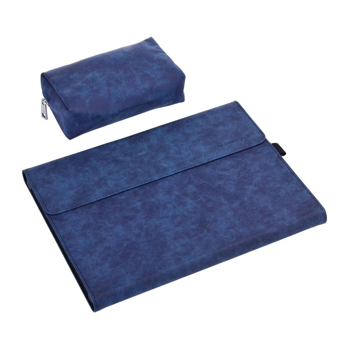 Leather Tablet Case & Power Bag For Microsoft Surface Pro X - 13 Inch Dark Blue