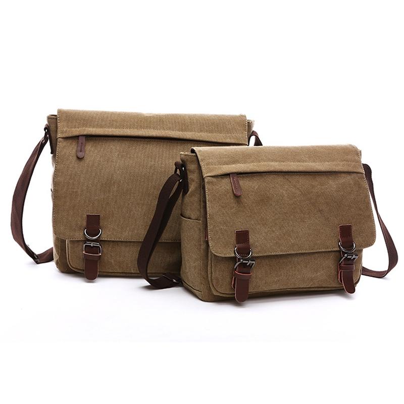 Multi Purpose Coffee Canvas Messenger Bag For Business And Tech