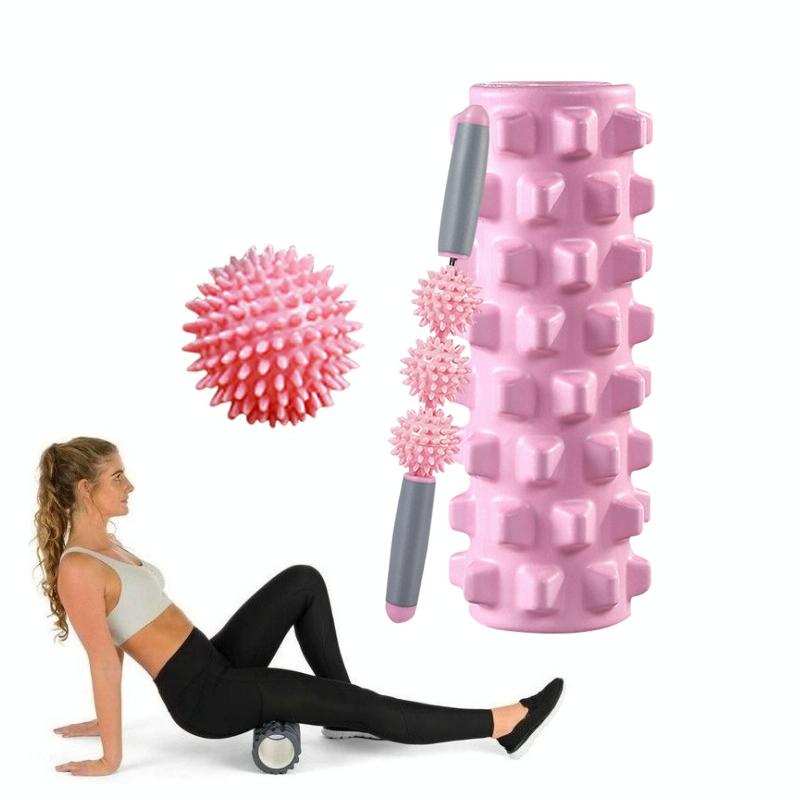 3-In-1 Eva Foam Roller Set 45Cm Length Pink Wolf Tooth