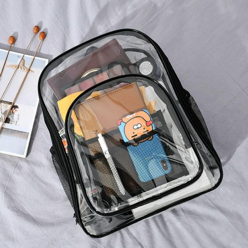 Waterproof Pvc Backpack for Students - Compact and Durable - Candy Colour Black